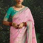 PINK BANARASI DOLA SILK SAREE WITH GOLDEN ZARI WORK - Kimora.in