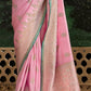PINK BANARASI DOLA SILK SAREE WITH GOLDEN ZARI WORK - Kimora.in