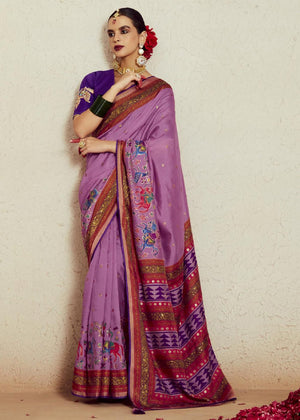 PURPLE BRASSO DESIGNER SOFT SILK SAREE