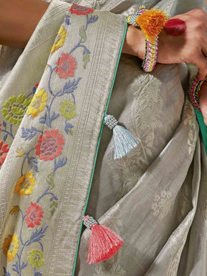 Elegant Grey Designer Saree