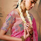 Gorgeous Pink Banarasi Saree with Multi-Color Floral Weaving