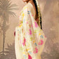 Elegant White Saree with Multi-Color Floral Embroidery