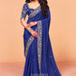 Indira Natural Crepe Saree in Deep Blue