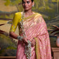Light Pink Pure Dola Silk Saree With Fancy Lace Border and Embroidery Work Blouse