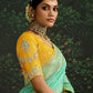SEA GREEN BANARASI DOLA SILK SAREE WITH GOLDEN ZARI WORK - Kimora.in