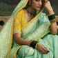 Sea Green Banarasi Dola Silk Saree with Golden Zari Work