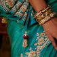 Zari border and floral embroidery blouse