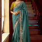 TEAL DESIGNER TISSUE SILK SAREE - Kimora.in