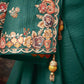 TEAL GREEN DESIGNER ORGANZA SILK SAREE WITH YELLOW CONTRAST BLOUSE - Kimora.in