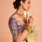 Gold Kanjivaram Silk Saree with Royal Purple Embroidered Blouse – Timeless Grace