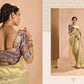 Gold Kanjivaram Silk Saree with Royal Purple Embroidered Blouse – Timeless Grace