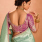 Mint Green Kanjivaram Silk Saree with Elegant Purple Embroidered Blouse – A Dreamy Delight