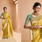 Yellow Kanjivaram Silk Saree with Sea Green Embroidered Blouse – A Timeless Heritage Ensemble