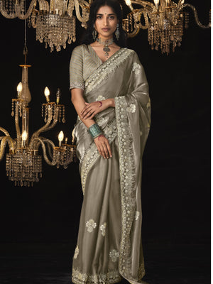 OLIVE GREEN KANJIVARAM SILK SAREE