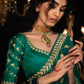 DEEP GREEN SAREE WITH SILVER EMBROIDERY