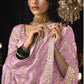 Light Pink Silk Saree with Golden Sequin Work
