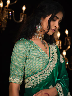 EMERALD AURA – GREEN KANJIVARAM SILK SAREE