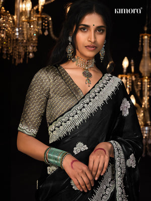 MIDNIGHT MAJESTY – BLACK SILK SAREE