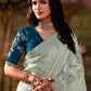 Sea Green Glass Tissue Organza Saree