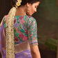Royal Purple Saree with Contrasting Sea Green Blouse