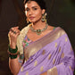 Royal Purple Saree with Contrasting Sea Green Blouse