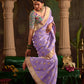Royal Purple Saree with Contrasting Sea Green Blouse