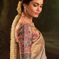 Elegant Beige Crape Dola Silk Saree