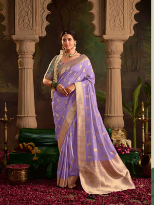 Royal Purple Saree with Contrasting Sea Green Blouse
