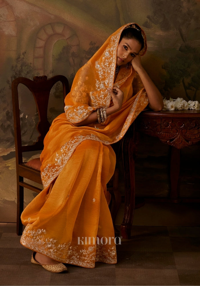 yellow saree with blouse heavy blouse for wedding