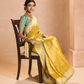 Yellow Kanjivaram Silk Saree with Sea Green Embroidered Blouse