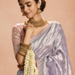 Lavender Kanjivaram Silk Saree with Blush Pink Embroidered Blouse – Perfect for Weddings & Festive Wear