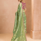 Mint Green Kanjivaram Silk Saree with Wine Embroidered Blouse – Perfect for Weddings & Festive Wear