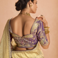 GOLD KANJIVARAM SILK SAREE WITH ROYAL PURPLE EMBROIDERED BLOUSE – TIMELESS GRACE