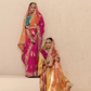 Shaded Pink & Orange Tussar Silk Saree