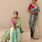 Shaded Grey Tussar Silk Saree