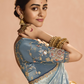 ELEGANT GREY KANJIVARAM SILK SAREE WITH EMBROIDERED BLOUSE