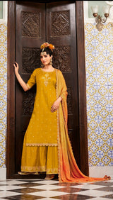 Kimora Dandelion Yellow Embroidery Salwar Suit