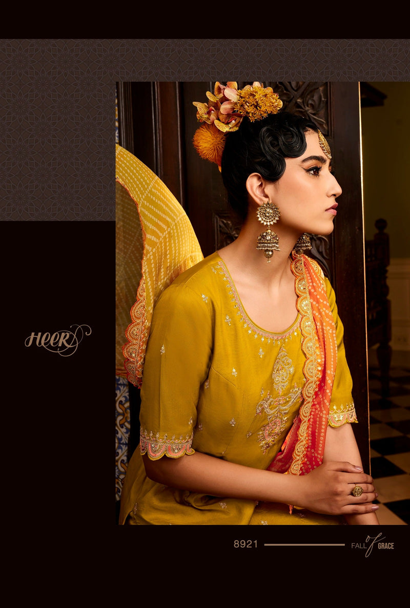 Kimora Dandelion Yellow Embroidery Salwar Suit