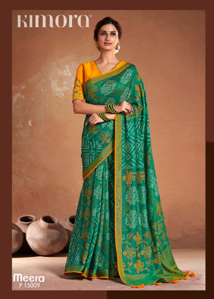 Kimora Luxuriant Green Brasso Saree