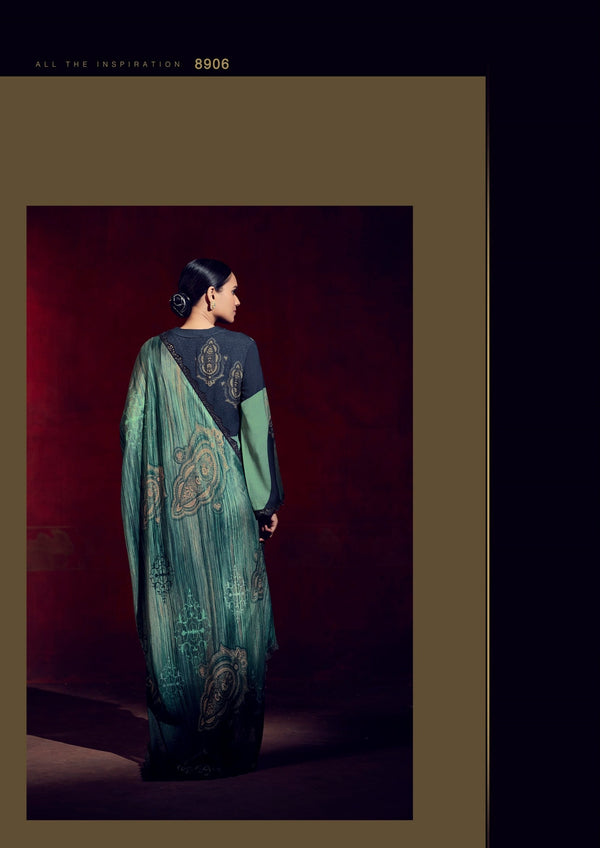 Kimora French Rama And Blue Designer Embroidery Salwar Suit