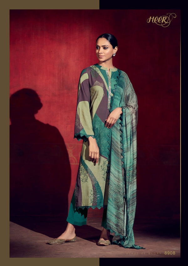 Kimora Leaf Mahendi and Brown Designer Salwar Suit