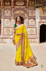 Kimora Bumblebee Yellow Regal Paithani Saree With Designer Blouse
