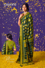 Kimora Voluminous Green Brasso Saree