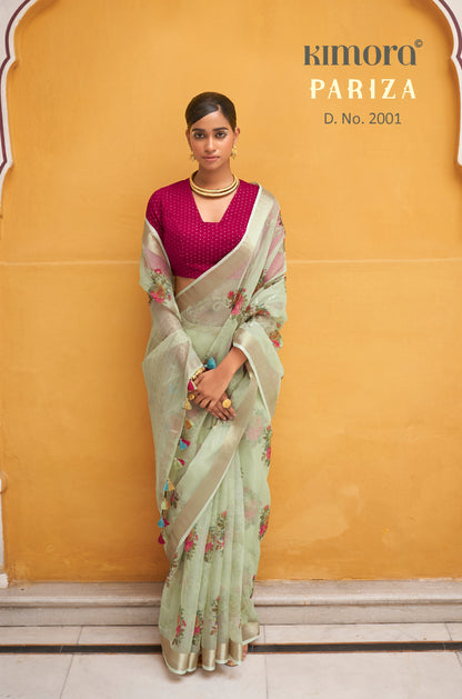 Kimora Oyester Beige Tissue Silk Saree