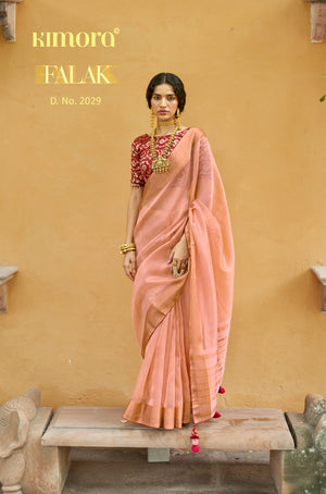 Kimora Tonys Pink Soft Tissue Organza Silk Saree