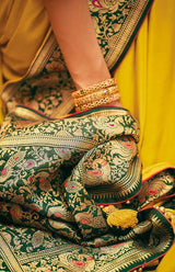 Kimora Corn Traditional Yellow Woven Paithani Saree