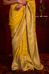 Kimora Turmeric Yellow Khadi Silk Saree