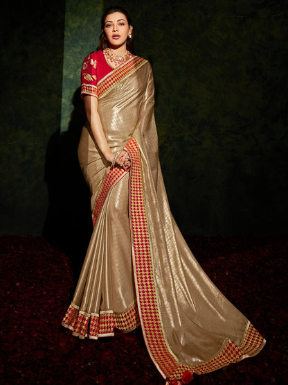 Kimora Sepia Beige South Silk Designer Saree