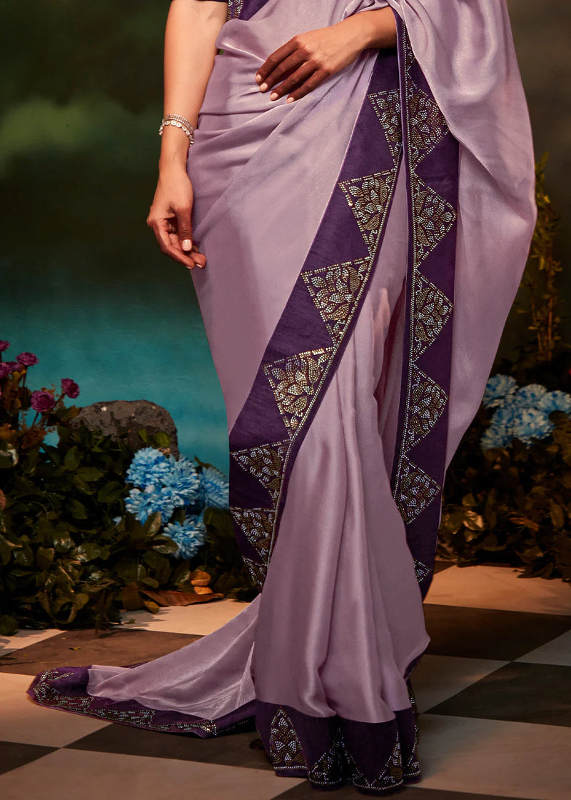 Kimora Lily Purple Woven Banarasi Soft Silk Designer Saree