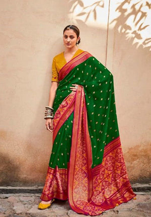 Kimora Lavish Green And Red Fancy Brasso Saree